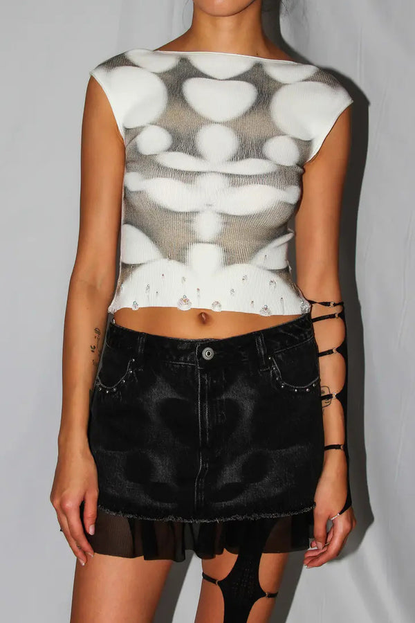 RUI printed hollow top RSS24KN14 Vaporw/Print white/printed